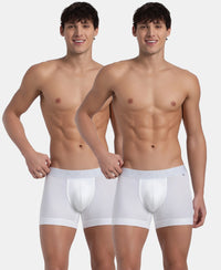 Super Combed Cotton Elastane Stretch Solid Trunk with Ultrasoft Waistband - White (Pack of 2)