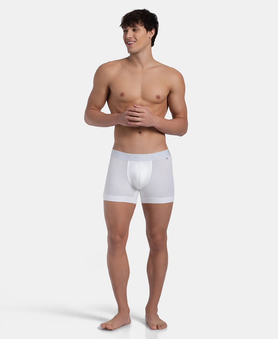 Super Combed Cotton Elastane Stretch Solid Trunk with Ultrasoft Waistband - White (Pack of 2)