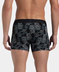 Super Combed Cotton Elastane Stretch Printed Trunk with Ultrasoft Waistband - Black