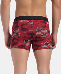 Super Combed Cotton Elastane Stretch Printed Trunk with Ultrasoft Waistband - Karanda Red
