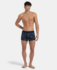 Super Combed Cotton Elastane Stretch Printed Trunk with Ultrasoft Waistband - Navy