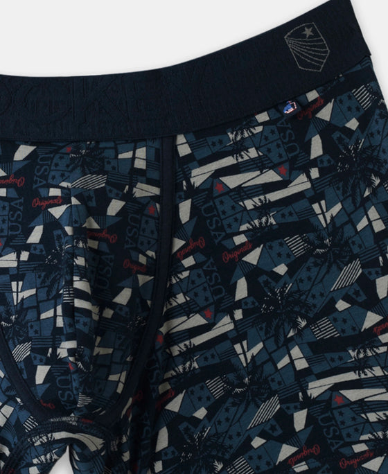 Super Combed Cotton Elastane Stretch Printed Trunk with Ultrasoft Waistband - Navy