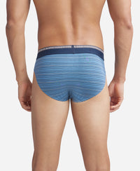 Super Combed Cotton Elastane Stretch Striped Brief with Ultrasoft Waistband - Blue Heaven