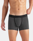 Super Combed Cotton Elastane Stretch Stripe Trunk with Ultrasoft Waistband - Black