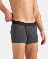 Super Combed Cotton Elastane Stretch Stripe Trunk with Ultrasoft Waistband - Black