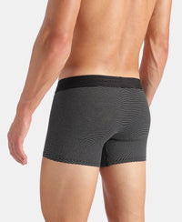 Super Combed Cotton Elastane Stretch Stripe Trunk with Ultrasoft Waistband - Black