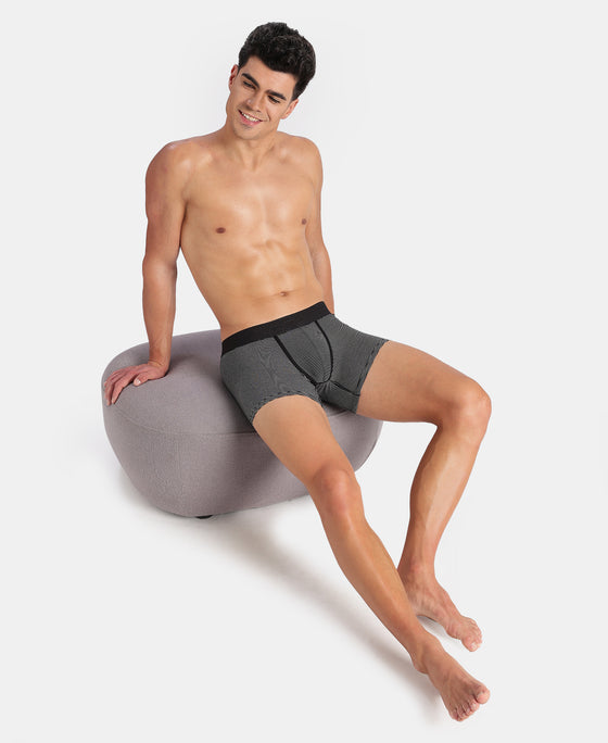 Super Combed Cotton Elastane Stretch Stripe Trunk with Ultrasoft Waistband - Black