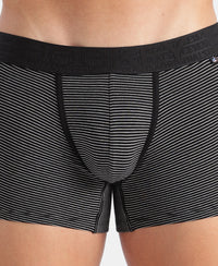 Super Combed Cotton Elastane Stretch Stripe Trunk with Ultrasoft Waistband - Black