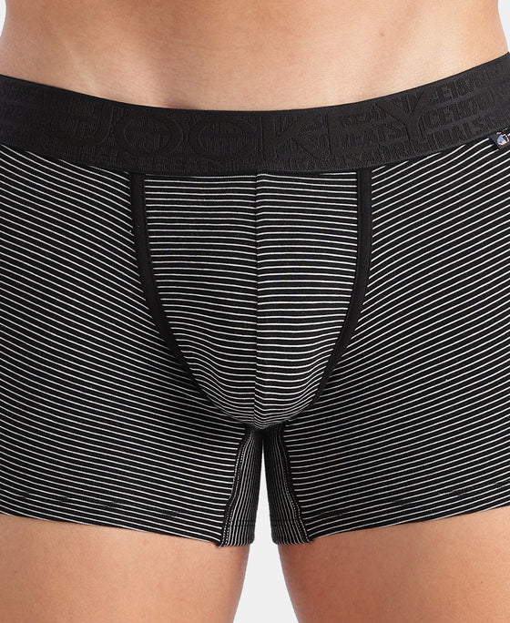 Super Combed Cotton Elastane Stretch Stripe Trunk with Ultrasoft Waistband - Black