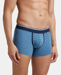 Super Combed Cotton Elastane Stretch Stripe Trunk with Ultrasoft Waistband - Blue Heaven