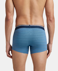 Super Combed Cotton Elastane Stretch Stripe Trunk with Ultrasoft Waistband - Blue Heaven