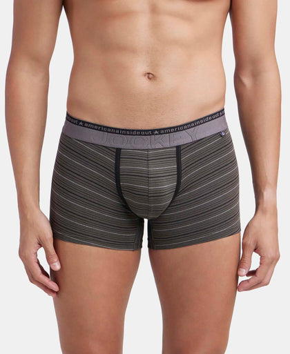 Super Combed Cotton Elastane Stretch Stripe Trunk with Ultrasoft Waistband - Deep Olive-1