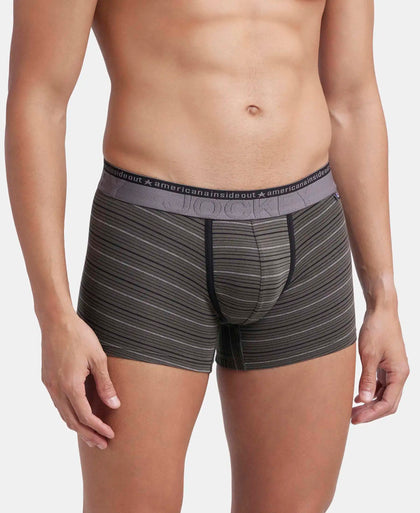 Super Combed Cotton Elastane Stretch Stripe Trunk with Ultrasoft Waistband - Deep Olive-2
