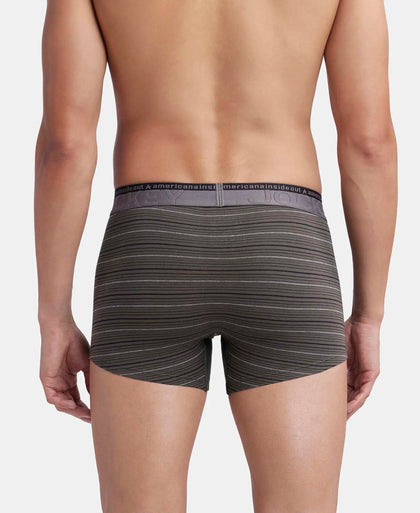 Super Combed Cotton Elastane Stretch Stripe Trunk with Ultrasoft Waistband - Deep Olive-3