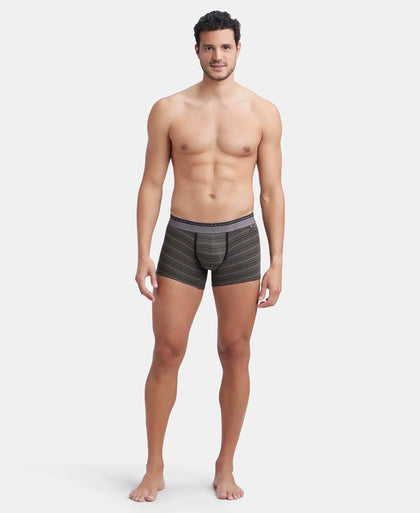 Super Combed Cotton Elastane Stretch Stripe Trunk with Ultrasoft Waistband - Deep Olive-4