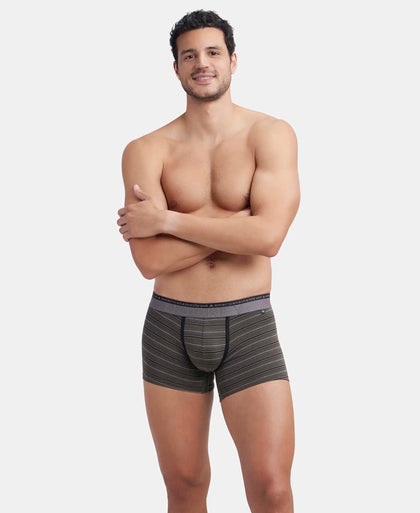 Super Combed Cotton Elastane Stretch Stripe Trunk with Ultrasoft Waistband - Deep Olive-5