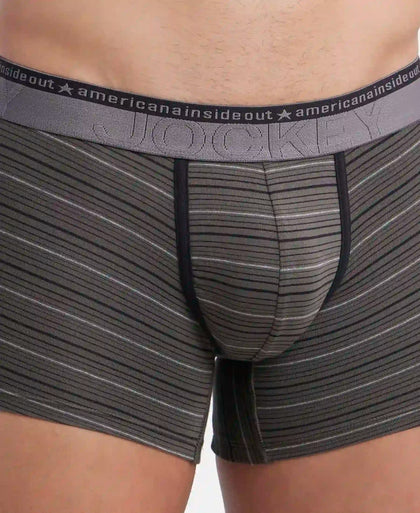Super Combed Cotton Elastane Stretch Stripe Trunk with Ultrasoft Waistband - Deep Olive-6