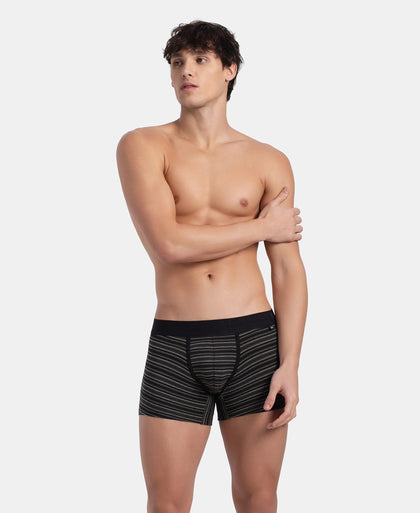 Super Combed Cotton Elastane Stretch Stripe Trunk with Ultrasoft Waistband - Deep Olive
