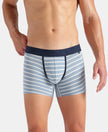 Super Combed Cotton Elastane Stretch Stripe Trunk with Ultrasoft Waistband - Faded Denim
