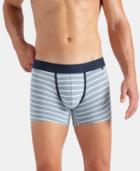 Super Combed Cotton Elastane Stretch Stripe Trunk with Ultrasoft Waistband - Faded Denim