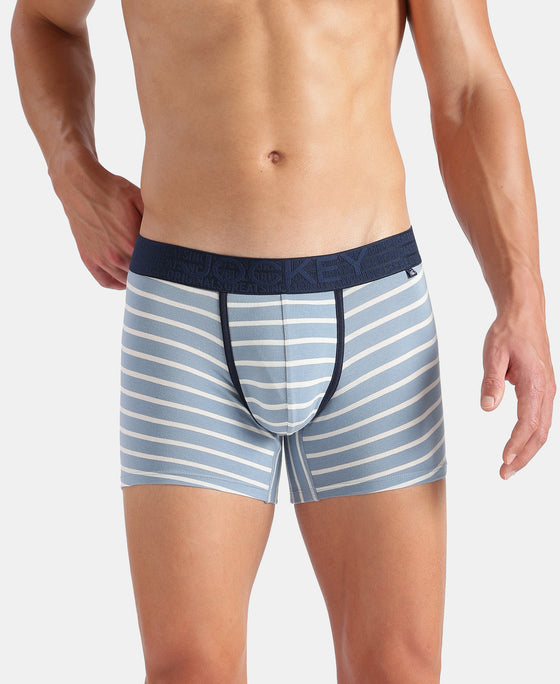 Super Combed Cotton Elastane Stretch Stripe Trunk with Ultrasoft Waistband - Faded Denim