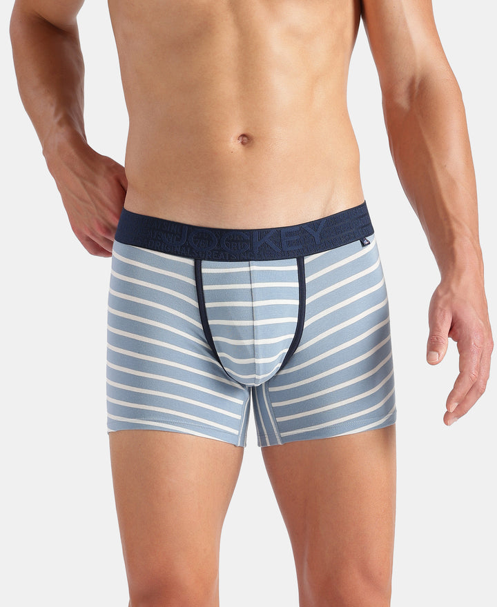 Super Combed Cotton Elastane Stretch Stripe Trunk with Ultrasoft Waistband - Faded Denim