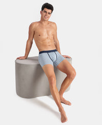 Super Combed Cotton Elastane Stretch Stripe Trunk with Ultrasoft Waistband - Faded Denim