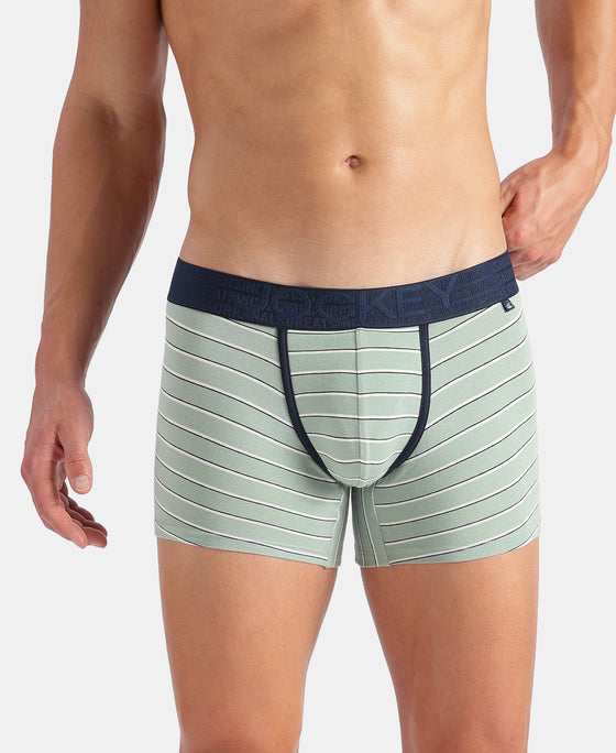 Super Combed Cotton Elastane Stretch Stripe Trunk with Ultrasoft Waistband - Jadeite