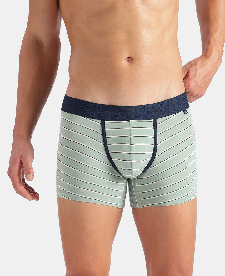 Super Combed Cotton Elastane Stretch Stripe Trunk with Ultrasoft Waistband - Jadeite