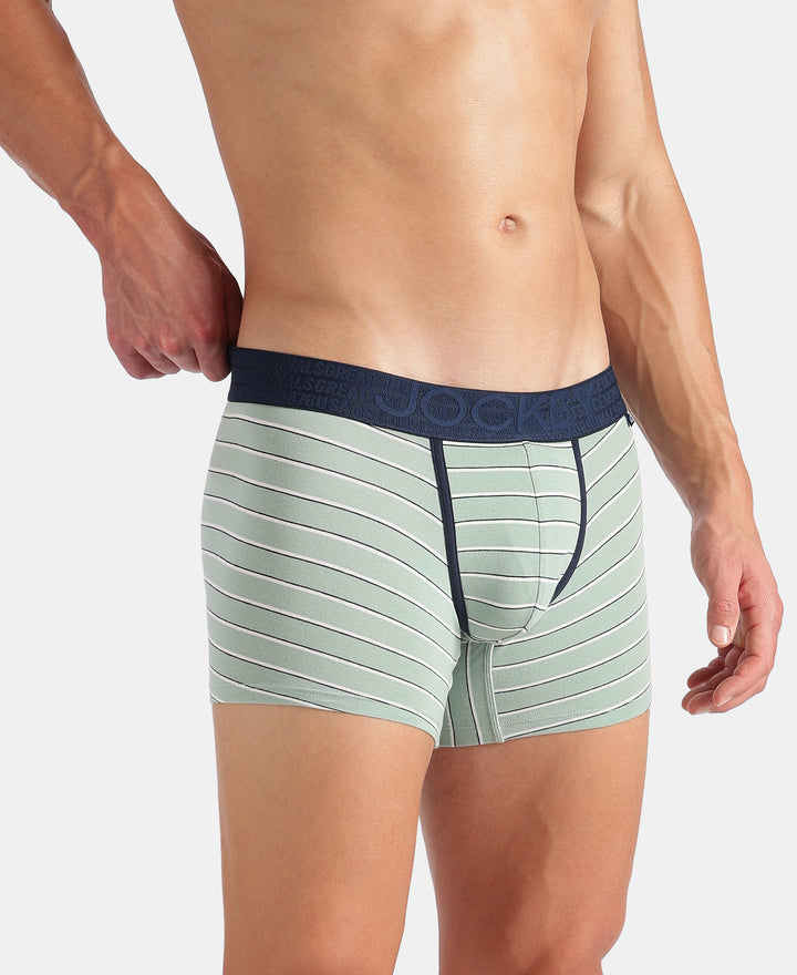 Super Combed Cotton Elastane Stretch Stripe Trunk with Ultrasoft Waistband - Jadeite