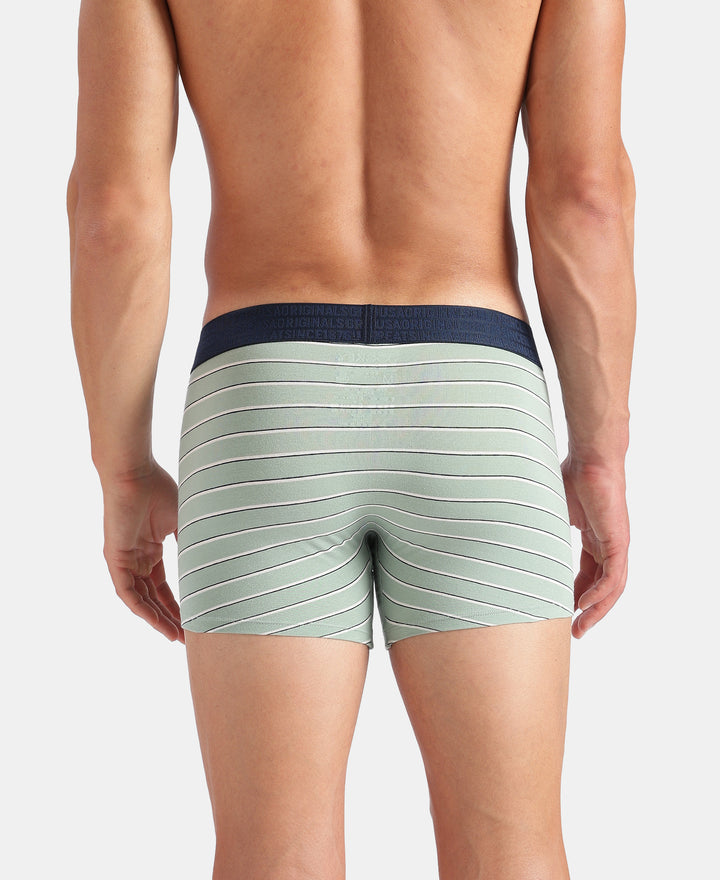 Super Combed Cotton Elastane Stretch Stripe Trunk with Ultrasoft Waistband - Jadeite