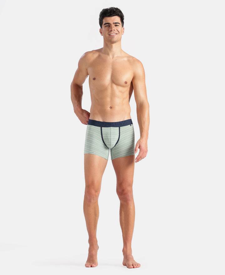 Super Combed Cotton Elastane Stretch Stripe Trunk with Ultrasoft Waistband - Jadeite