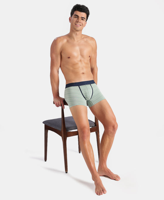 Super Combed Cotton Elastane Stretch Stripe Trunk with Ultrasoft Waistband - Jadeite