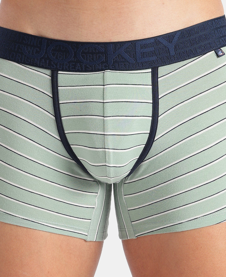 Super Combed Cotton Elastane Stretch Stripe Trunk with Ultrasoft Waistband - Jadeite