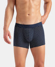 Super Combed Cotton Elastane Stretch Stripe Trunk with Ultrasoft Waistband - Navy