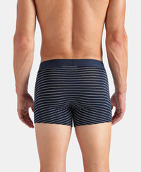 Super Combed Cotton Elastane Stretch Stripe Trunk with Ultrasoft Waistband - Navy