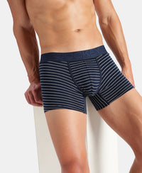 Super Combed Cotton Elastane Stretch Stripe Trunk with Ultrasoft Waistband - Navy