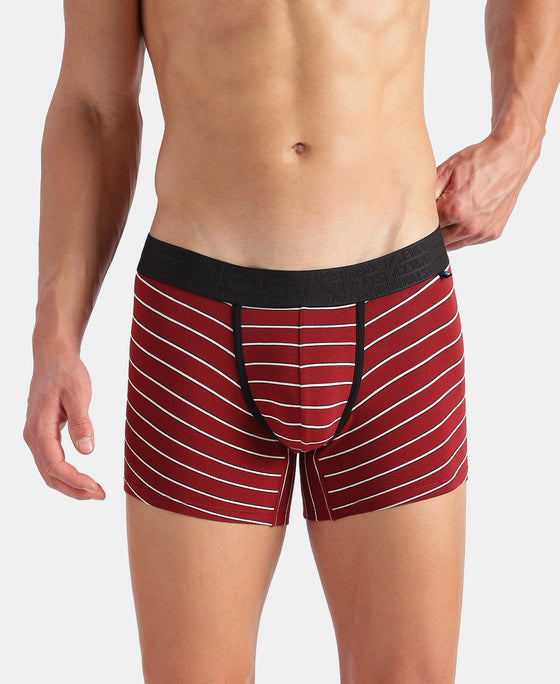 Super Combed Cotton Elastane Stretch Stripe Trunk with Ultrasoft Waistband - Red