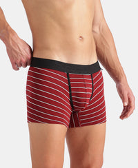 Super Combed Cotton Elastane Stretch Stripe Trunk with Ultrasoft Waistband - Red