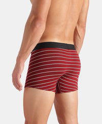 Super Combed Cotton Elastane Stretch Stripe Trunk with Ultrasoft Waistband - Red