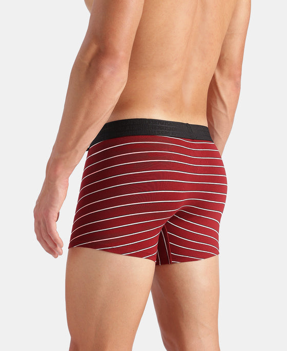 Super Combed Cotton Elastane Stretch Stripe Trunk with Ultrasoft Waistband - Red