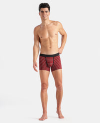 Super Combed Cotton Elastane Stretch Stripe Trunk with Ultrasoft Waistband - Red
