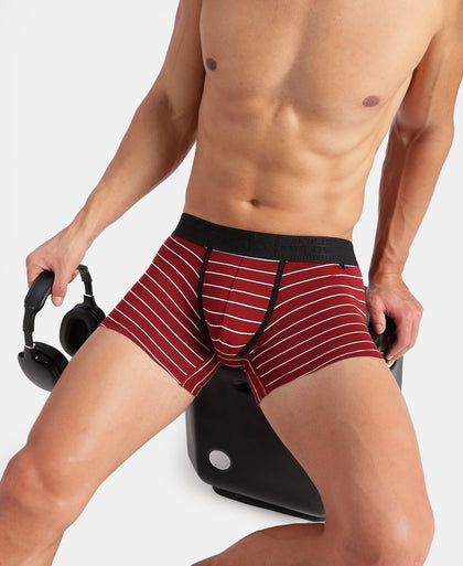 Super Combed Cotton Elastane Stretch Stripe Trunk with Ultrasoft Waistband - Red
