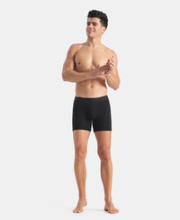 Super Combed Cotton Elastane Stretch Solid Boxer Brief with StayFresh Treatment - Black