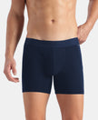 Super Combed Cotton Elastane Stretch Solid Boxer Brief with StayFresh Treatment - Navy