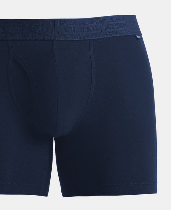 Super Combed Cotton Elastane Stretch Solid Boxer Brief with StayFresh Treatment - Navy