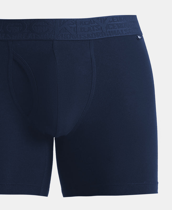 Super Combed Cotton Elastane Stretch Solid Boxer Brief with StayFresh Treatment - Navy