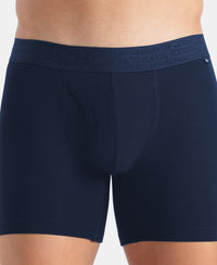 Super Combed Cotton Elastane Stretch Solid Boxer Brief with StayFresh Treatment - Navy