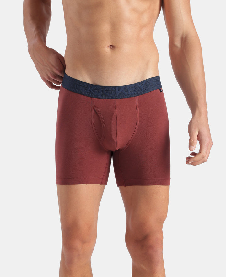 Super Combed Cotton Elastane Stretch Solid Boxer Brief with StayFresh Treatment - Port