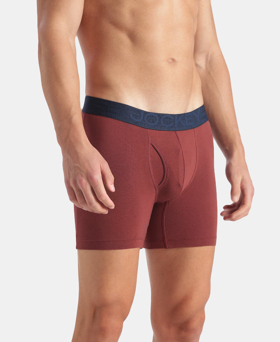 Super Combed Cotton Elastane Stretch Solid Boxer Brief with StayFresh Treatment - Port